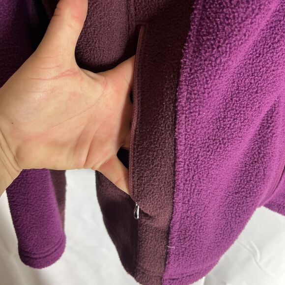 Eddie Bauer POLARTEC Burgandy and Brown Full Zip Front Fleece Jacket Wms X Large - Picture 6 of 11